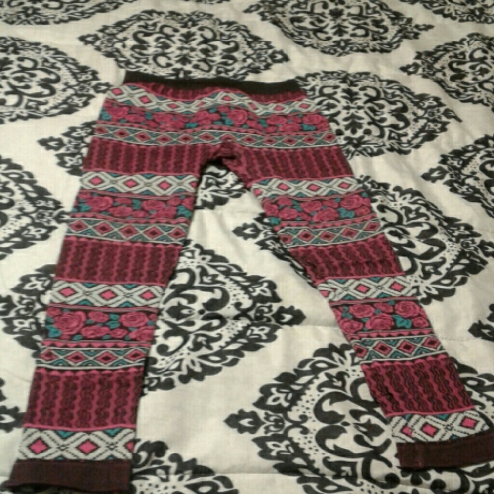 Girls floral print footless tights/leggings.